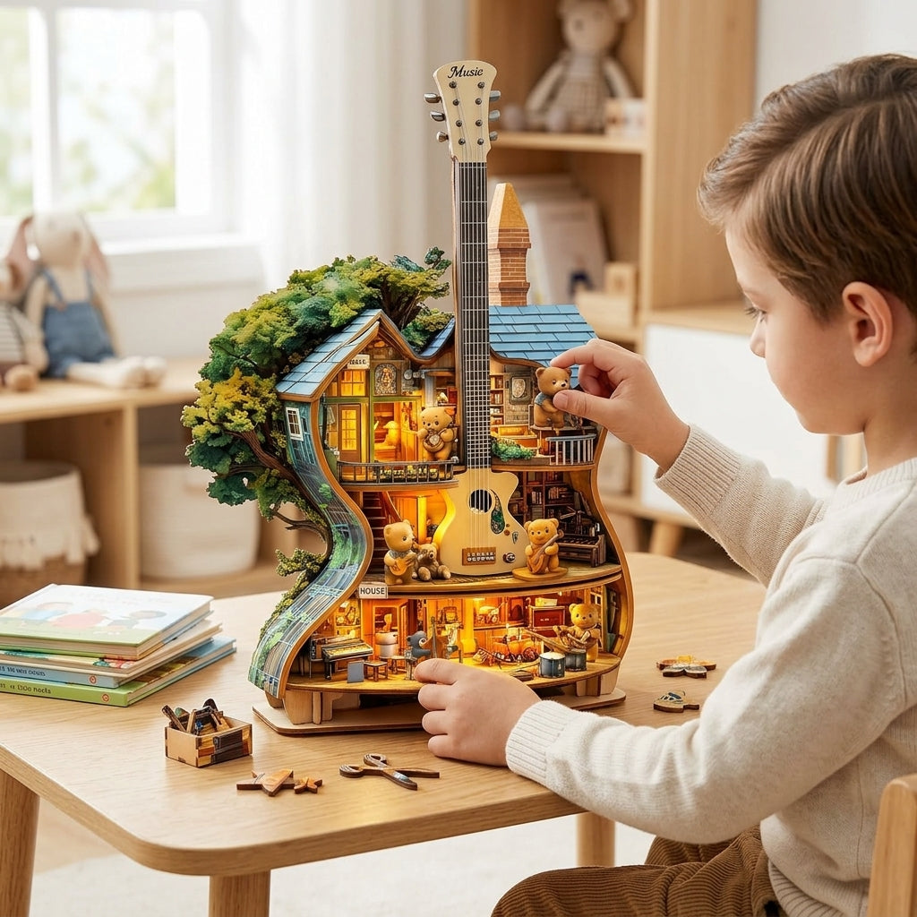 Wooden Music House Puzzle - Build & Play