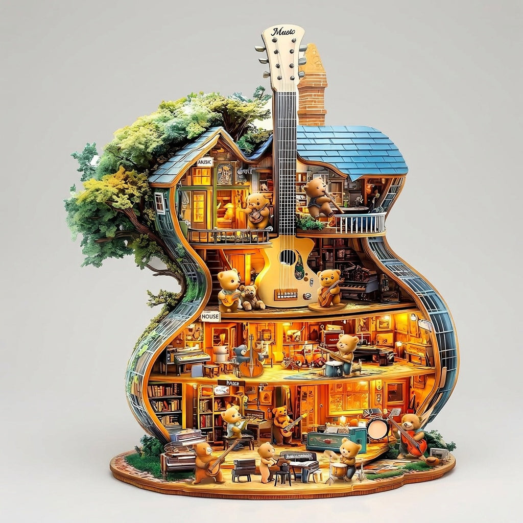 Wooden Music House Puzzle - Build & Play